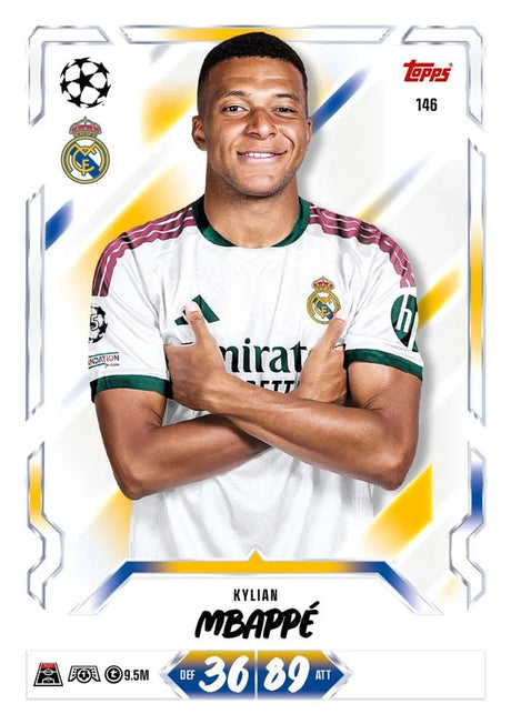 Topps Match Attax 2026/27 Kylian Mbappé card example with Real Madrid design