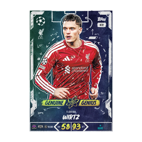 Topps Match Attax Florian Wirtz Liverpool Genuine Genius card with chalkboard style design