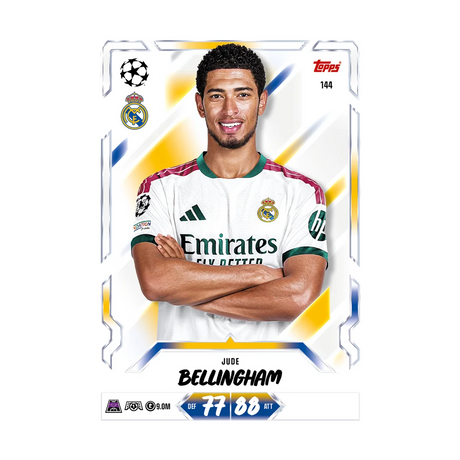 Topps Match Attax Jude Bellingham Real Madrid card in white kit