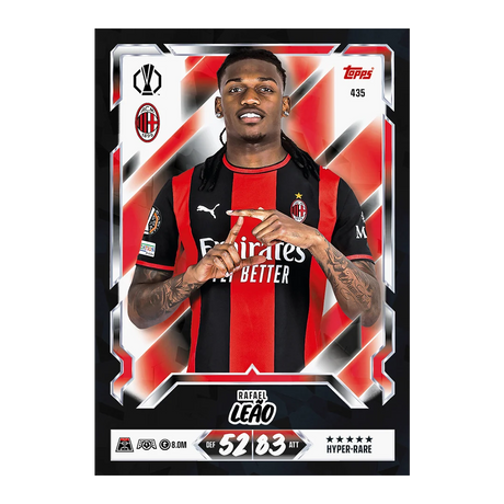 Topps Match Attax Rafael Leão AC Milan Hyper Rare card with black and red design