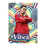 Topps Premier League Ekitike Vibes card with Liverpool red kit and multicoloured wave design