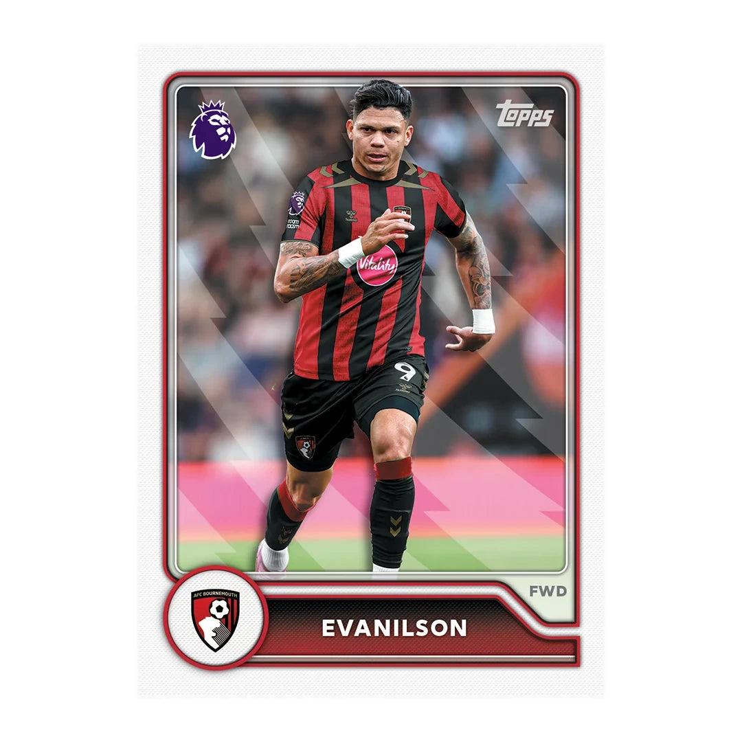Evanilson Bournemouth Premier League card in red and black striped kit