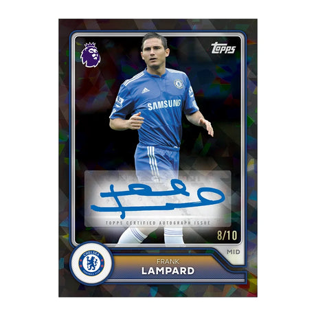 Topps Premier League Frank Lampard Chelsea autograph card with blue signature and numbered 8 of 10 marking