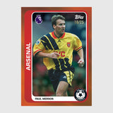 Paul Merson Arsenal trading card in yellow and navy Arsenal kit with red bordered design