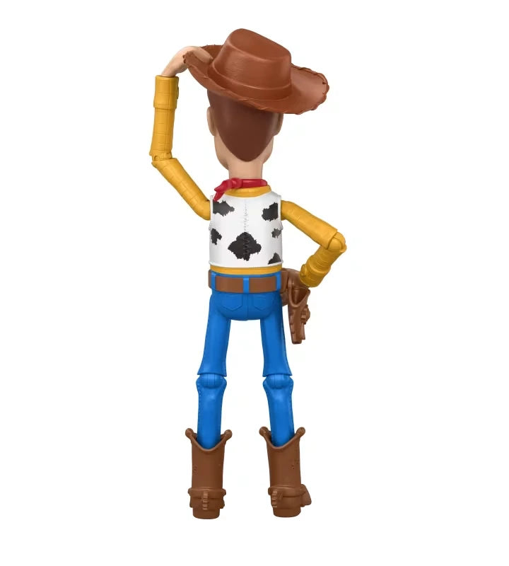 Woody figure shown from the back with brown hat, holster and boots visible