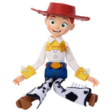 Toy Story 5 Jessie seated with red hat, cow print chaps and brown boots