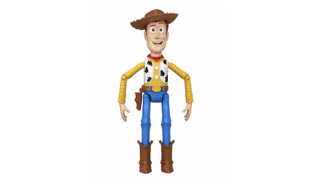 Front view of the Toy Story 5 Running Woody figure in his cowboy outfit