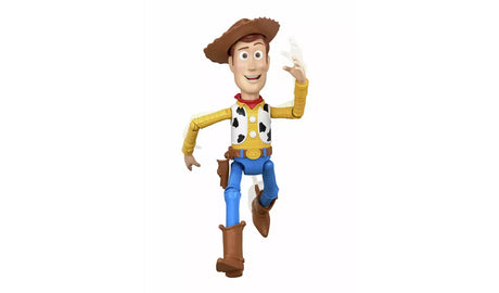 Toy Story 5 Running Woody figure with one arm raised and one leg lifted