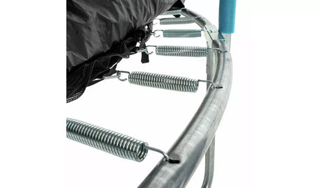 TP Up 8ft trampoline close up showing frame rail, springs and edge padding