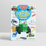 Tractor Ted Activity Book front cover showing Tractor Ted character with farm vehicles, puzzles, games and activity illustrations