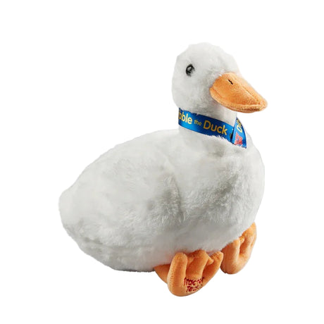 Plush Dibble the Duck toy from Tractor Ted shown on a white background with soft white fur and orange beak