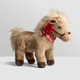 Tractor Ted Herb The Pony Soft Toy brown plush pony side view with cream muzzle, black stitched eyes, red fabric rosette and brown bridle detail