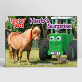 Tractor Ted Herb’s Surprise Storybook front cover showing Herb the pony with Tractor Ted, Midge the dog and farm background