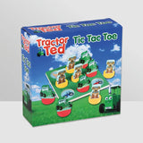 Tractor Ted Tic Tac Toe product box shown at an angle with game board and pieces illustrated on the packaging