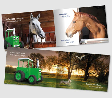 Inside pages of Tractor Ted Time for Bed Book – bedtime routine Ireland