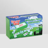 Tractor Ted Wooden Farm Dominoes retail packaging box showing game contents and farm themed design