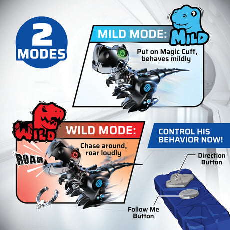 Wild and mild mode graphic explaining Train My Dino 2 play features – Ireland