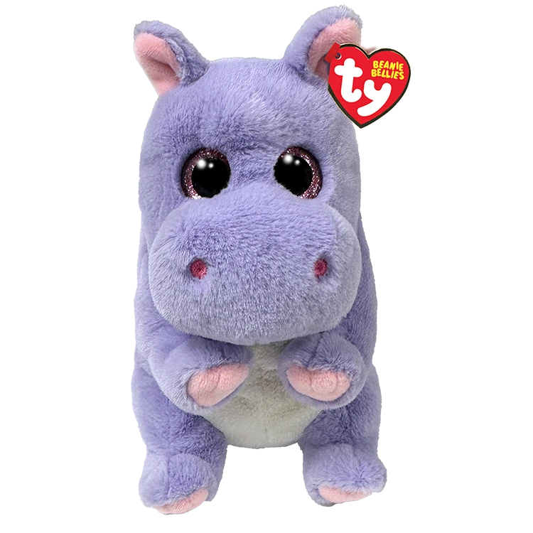 Ty Beanie Bellies Henrietta Hippo plush front view with red TY heart tag