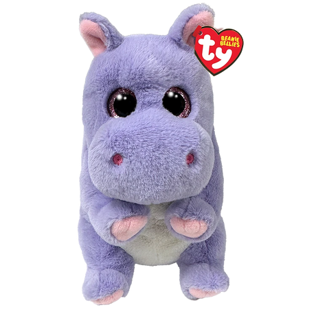 Ty Beanie Bellies Henrietta Hippo plush front view with red TY heart tag