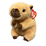 Ty Beanie Bellies Lara Capybara plush angled front view with red TY heart tag