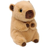 Ty Beanie Bellies Lara Capybara plush close angled front view with brown paws and gold glitter eye