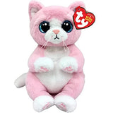 Ty Beanie Bellies Lillibelle Pink Cat plush front view with pink paw pads and white belly