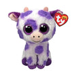 Ty Beanie Boo Ethel Cow plush front view with red TY heart tag