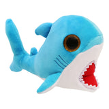 Ty Beanie Boo Finsley Shark plush side view with open red mouth and blue fins
