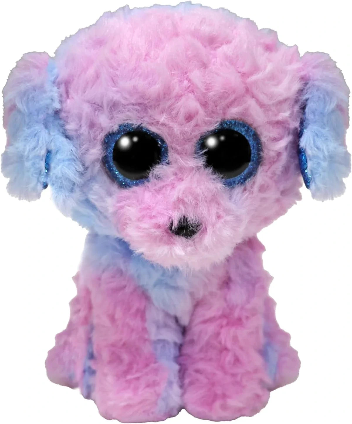Ty Beanie Boo Flora Poodle soft toy close front view with sparkly eyes