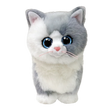 Ty Beanie Boo Furley grey and white cat plush front view with blue glitter eyes