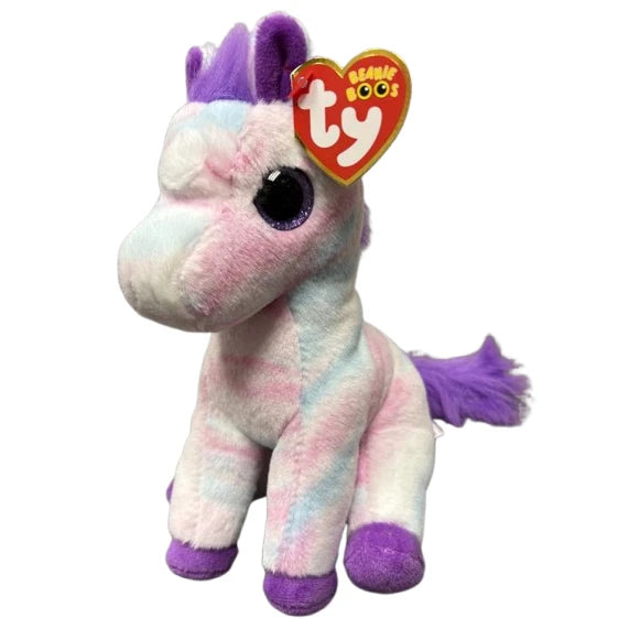 Ty Beanie Boo Hayden Horse plush angled front view with red TY heart tag by the ear