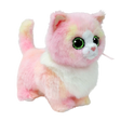 Ty Beanie Boo Lady Pink Cat soft toy angled front view with green glitter eyes