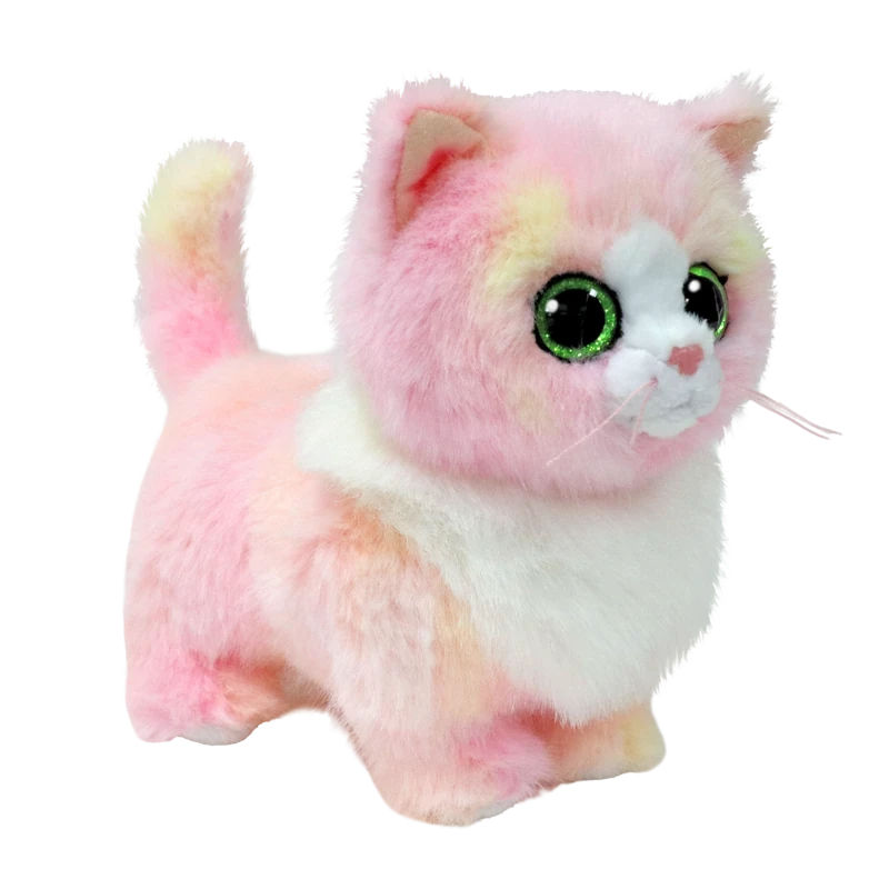 Ty Beanie Boo Lady Pink Cat plush side view with raised tail