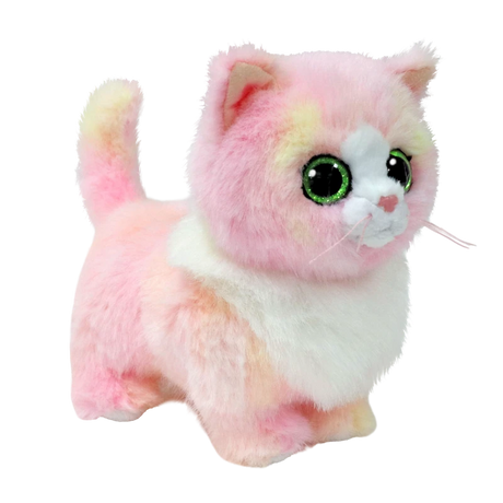 Ty Beanie Boo Lady Pink Cat plush side view with raised tail