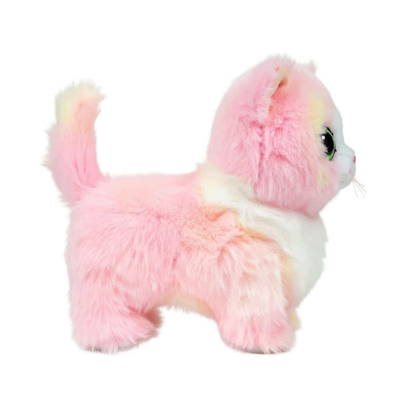 Ty Beanie Boo Lady Pink Cat plush angled front view with raised tail