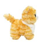 Ty Beanie Boo Melanie Tabby Cat plush side view with raised tail and white chest