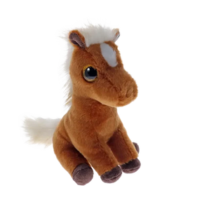 Ty Beanie Boo Morty Mustang soft toy angled front view with cream mane and tail
