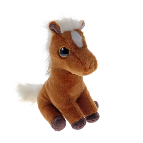 Ty Beanie Boo Morty Mustang soft toy angled front view with cream mane and tail