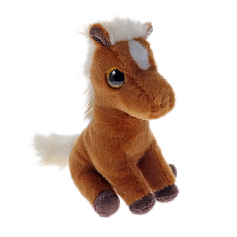 Ty Beanie Boo Morty Mustang plush close angled front view with gold glitter eyes