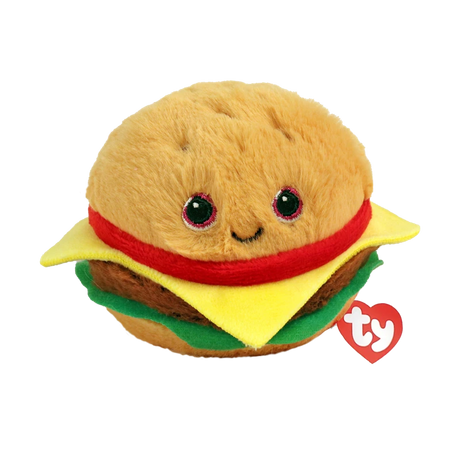 Ty Beanie Bouncers Buns Hamburger plush front view with red TY heart tag
