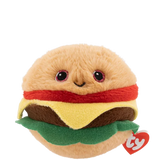 Ty Beanie Bouncers Buns Hamburger plush straight front view with green lettuce layer and TY tag