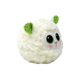 Ty Beanie Bouncers Flouncey Lamb plush angled front view with green spotted ears and pink cheeks