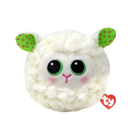 Ty Beanie Bouncers Flouncey Lamb plush front view with red TY heart tag