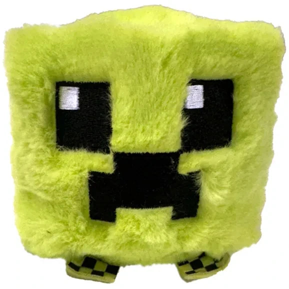 Ty Beanie Bouncers Minecraft Creeper soft toy close front view with black square face