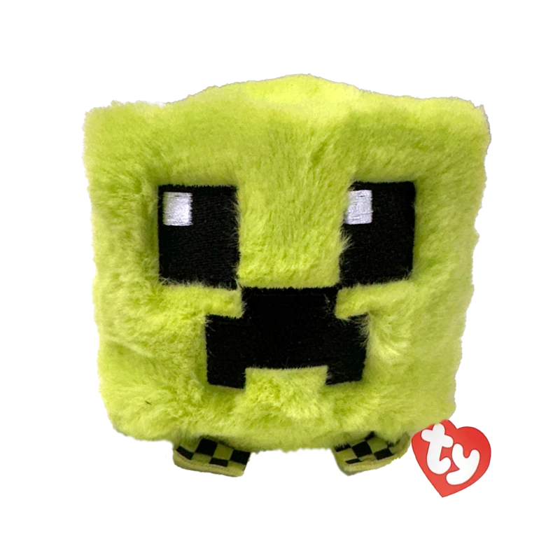 Ty Beanie Bouncers Minecraft Creeper plush front view with red TY heart tag