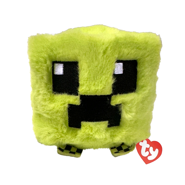 Ty Beanie Bouncers Minecraft Creeper plush front view with red TY heart tag