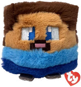 Ty Beanie Bouncers Minecraft Steve soft toy close front view with red TY heart tag