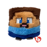 Ty Beanie Bouncers Minecraft Steve plush front view with red TY heart tag and grey feet