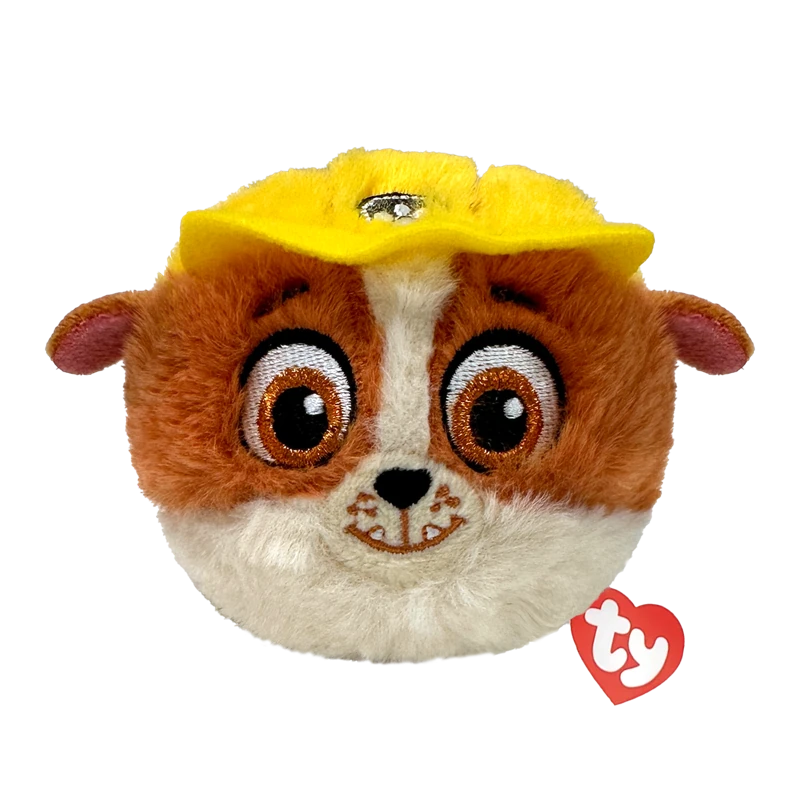 Ty Beanie Bouncers PAW Patrol Rubble plush face with red Ty heart tag