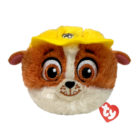 Ty Beanie Bouncers PAW Patrol Rubble plush face with red Ty heart tag
